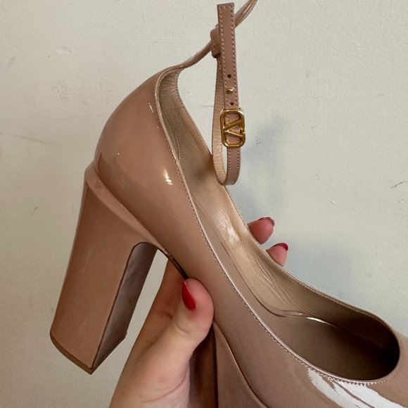 Valentino Garavani Tan-Go Platform Pumps Ankle Strap Block Heels Patent Leather - Picture 4 of 12
